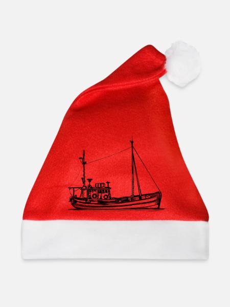 Fischkutter & Krabbenkutter - Illustration - Weihnachtsmütze - Rot