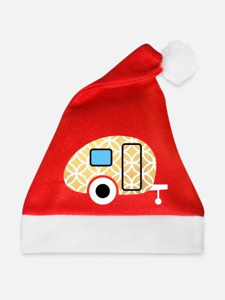 Caravan Gold Lebensblume Camping Muster Glamping - Weihnachtsmütze - Rot - Vorne