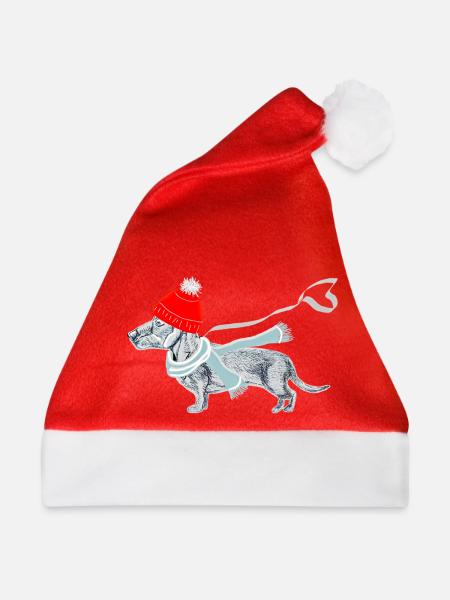 Dackel_Muetze - Weihnachtsmütze - Rot