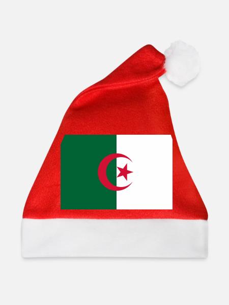 Aufkleber Flagge von Algerien Aufkleber Algerien Aufkleber - Weihnachtsmütze - Rot - Vorne