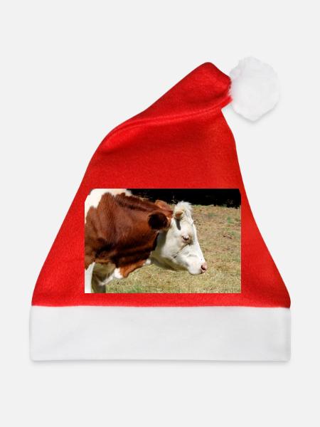 Kuh Poster - Weihnachtsmütze - Rot
