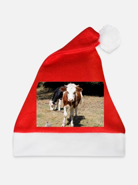 Kuh Poster - Weihnachtsmütze - Rot