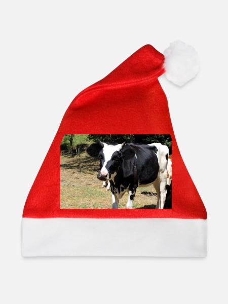 Kuh Poster - Weihnachtsmütze - Rot