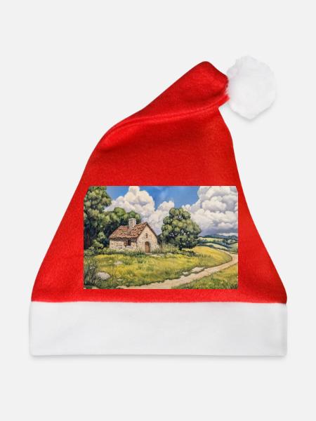 Illustration einer Naturlandschaft - Weihnachtsmütze - Rot