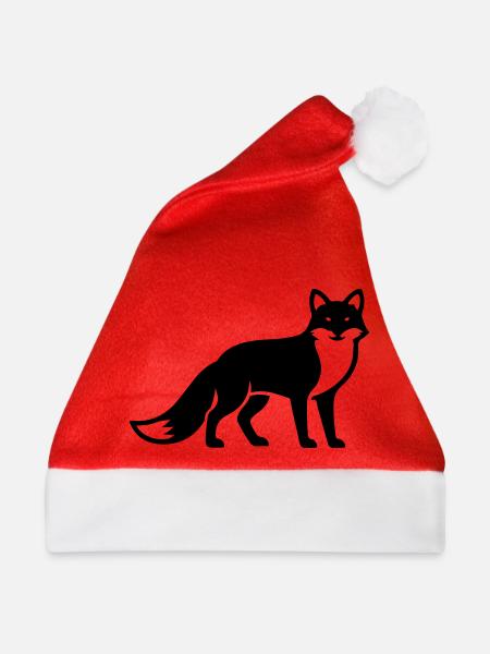 Fuchs Tier Silhouette - Weihnachtsmütze - Rot