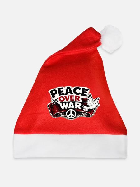 Frieden über Krieg – Taubenaufkleber - Weihnachtsmütze - Rot