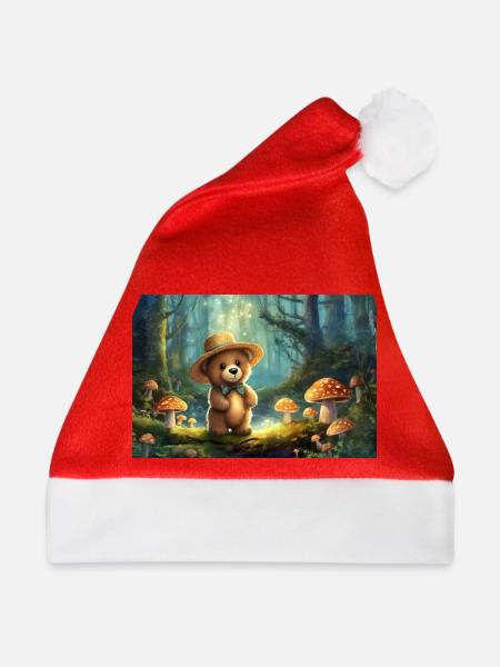 Teddy im Märchenwald  - Weihnachtsmütze - Rot