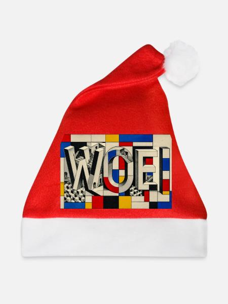 Mondrian Geometrische Wortkunst - Weihnachtsmütze - Rot