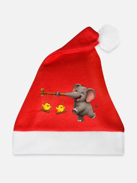 Elefant & Küken Swing-Abenteuer - Weihnachtsmütze - Rot