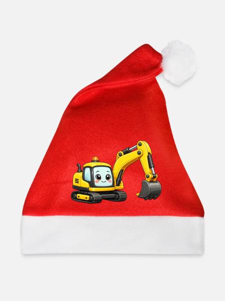 Gelber Bagger - Weihnachtsmütze - Rot