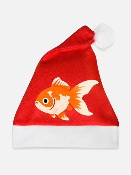 Komet-Goldfisch-Cartoon-Splash - Weihnachtsmütze - Rot - Vorne