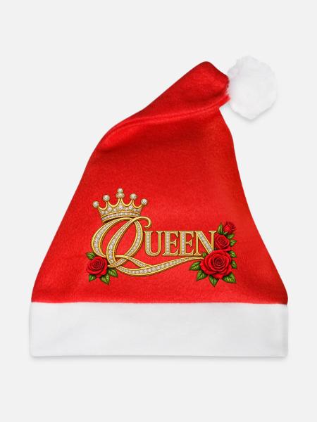 Goldene Königin und funkelnde Rosen - Weihnachtsmütze - Rot