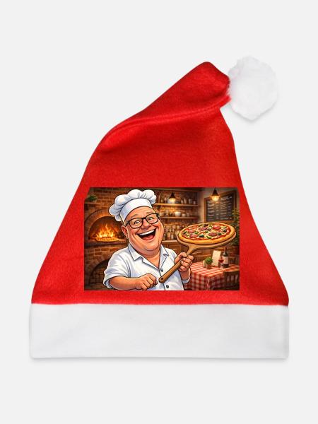 Pizza - Weihnachtsmütze - Rot