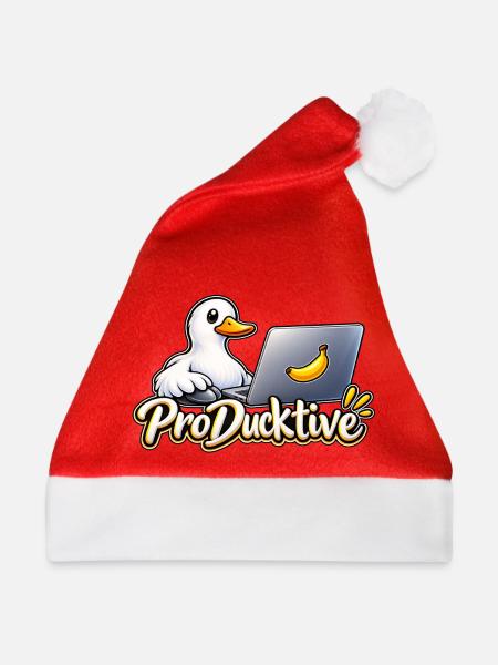 ProDucktive Ente am Laptop - Weihnachtsmütze - Rot