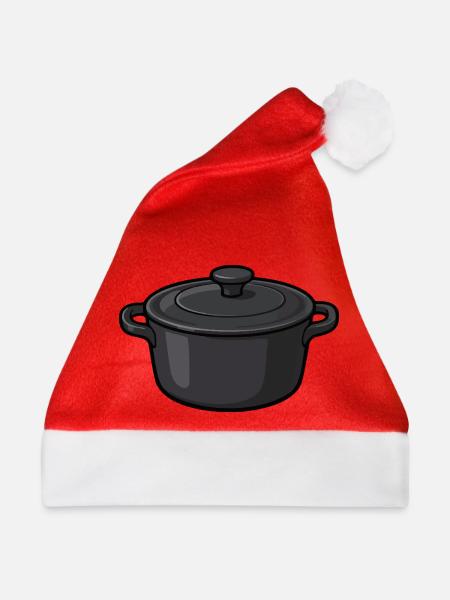 Dunkler Schmortopf Illustration - Weihnachtsmütze - Rot