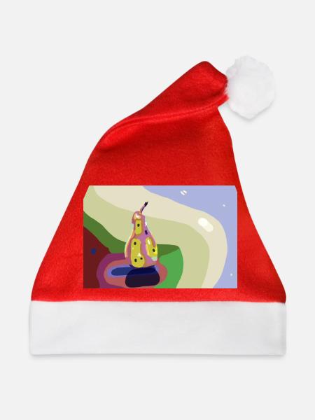 Abstrakte Birne in Pastellen - Weihnachtsmütze - Rot