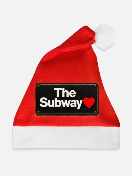 Subway Heart Retro-Schild - Weihnachtsmütze - Rot
