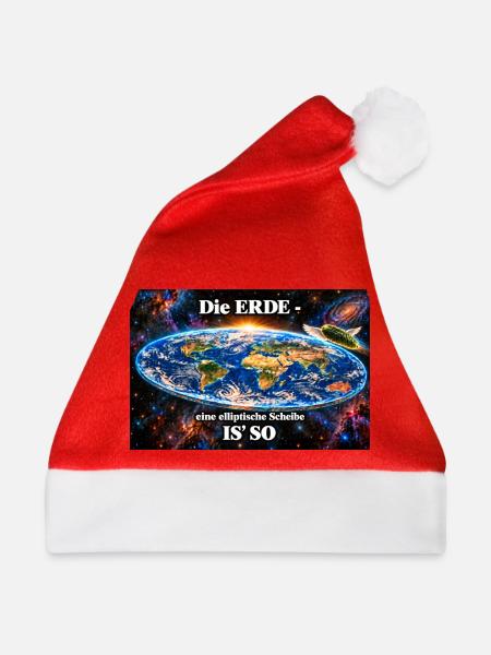 Die Erde - elliptische Scheibe - Weihnachtsmütze - Rot