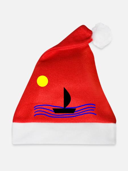 Mit dem Boot auf dem Meer - Weihnachtsmütze - Rot