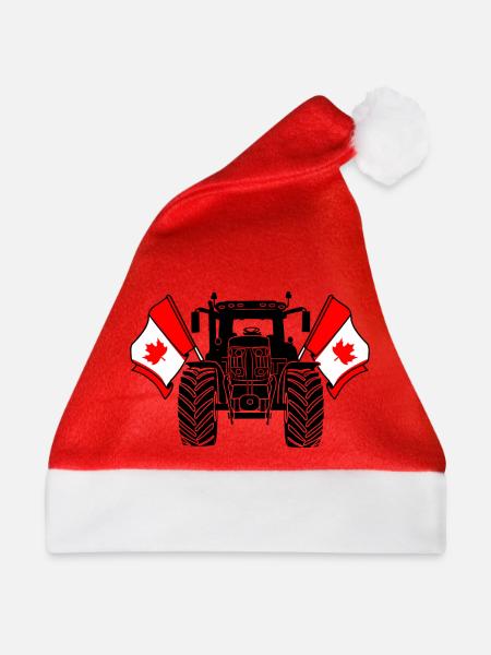 Traktor Zwei Flaggen Kanada - Weihnachtsmütze - Rot