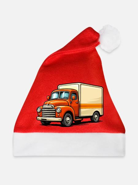 Lkw Lieferwagen Illustration - Weihnachtsmütze - Rot
