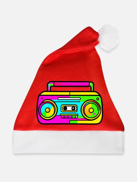 Neon Boombox Retro Pop Art - Weihnachtsmütze - Rot