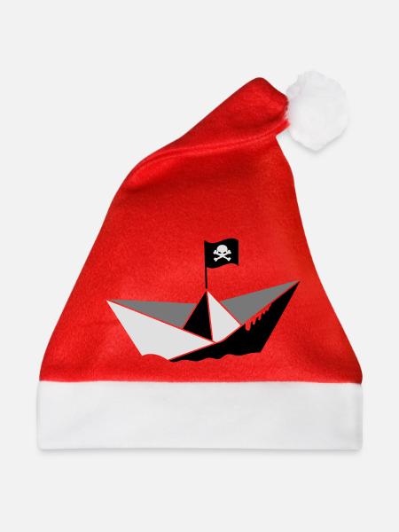 Papier Piratenschiff - Weihnachtsmütze - Rot