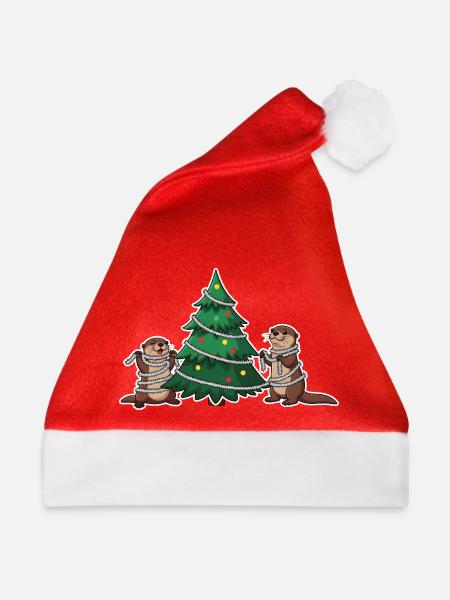 Otter Weihnachten Weihnachtsbaum - Weihnachtsmütze - Rot