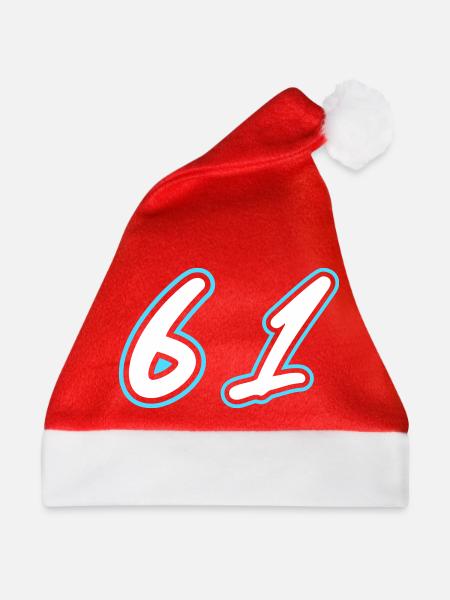 61 Zahl symbol - Weihnachtsmütze - Rot