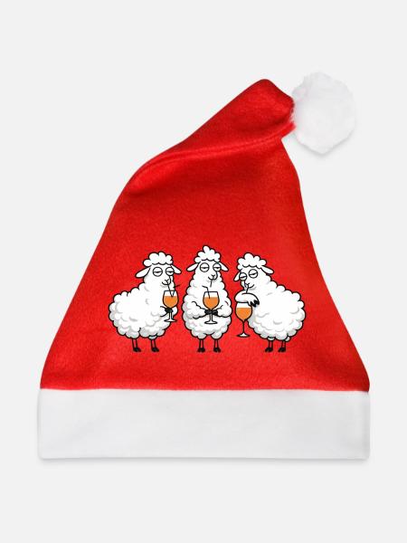 Trinkende Schafe Trio - Weihnachtsmütze - Rot