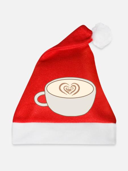 Heart Latte Cup Kunst - Weihnachtsmütze - Rot