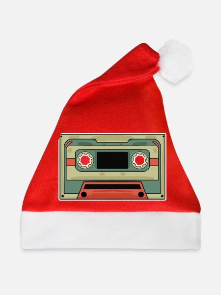 Vintage Kassette - Weihnachtsmütze - Rot - Vorne