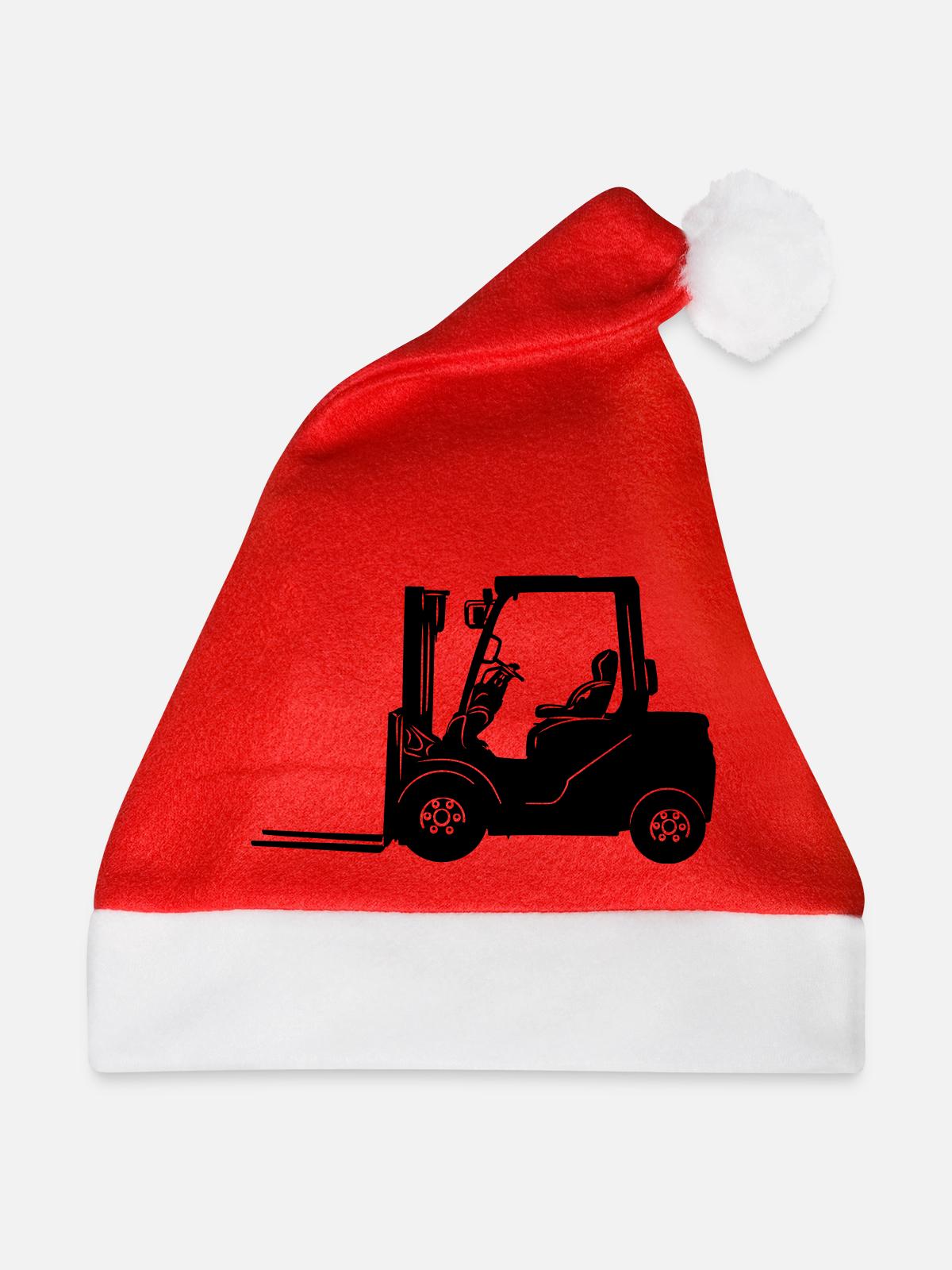 Gabelstapler Gabelstapler, Griff, Gabelstapler - Weihnachtsmütze - Rot - Vorne