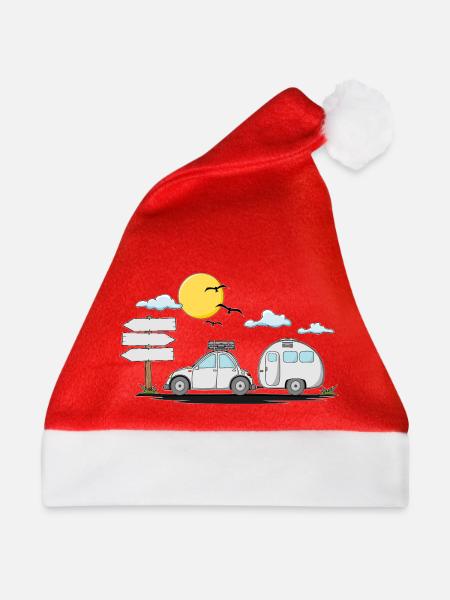 Wohnwagen mit Wunschtext  Perfekt für den Ruhestad - Weihnachtsmütze - Rot - Vorne