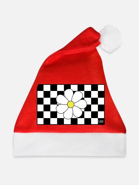 Check, check, Blümchen - Weihnachtsmütze - Rot
