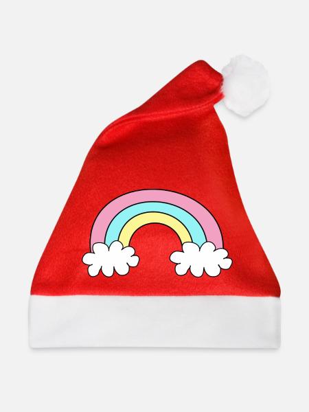 Regenbogen Kinderbild - Weihnachtsmütze - Rot