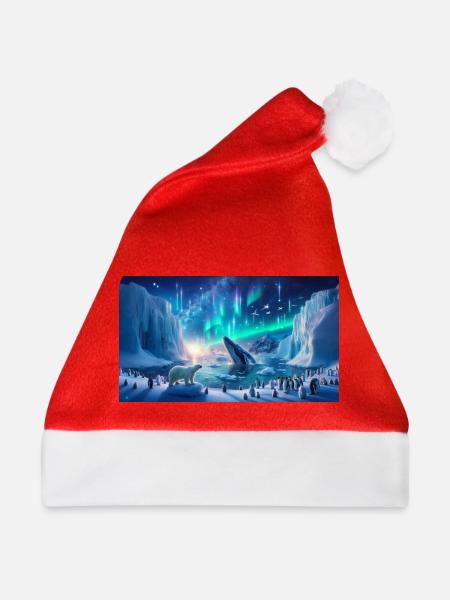 Polarpolarlichter und Wale - Weihnachtsmütze - Rot