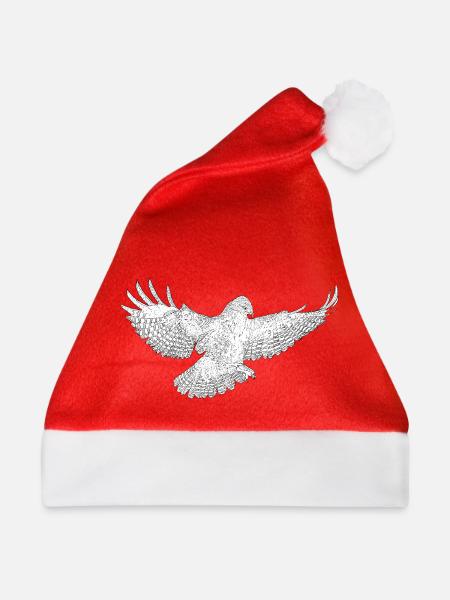 Greifvogel im Flug Silhouettenkunst - Weihnachtsmütze - Rot - Vorne