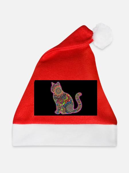 Psychedelische Katzenmuster - Weihnachtsmütze - Rot