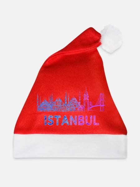Istanbul Skyline Skizze - Weihnachtsmütze - Rot