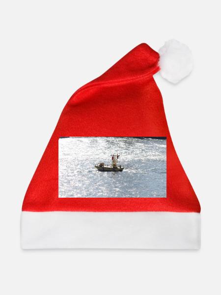 Fischerboot im Glitzermeer - Weihnachtsmütze - Rot - Vorne