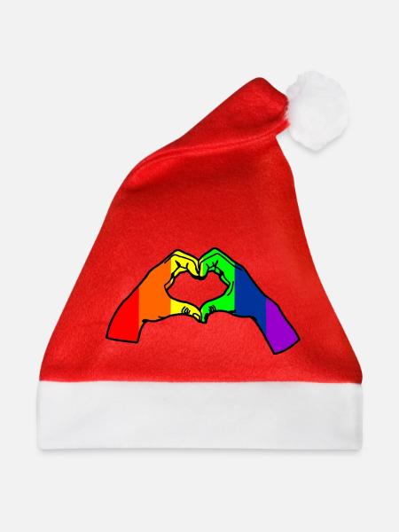 Regenbogenhand Liebe - Weihnachtsmütze - Rot