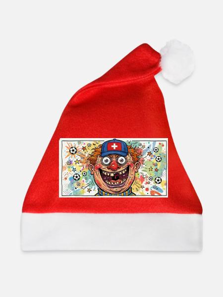 Schweiz Fan - Clown mit Fußballchaos - Weihnachtsmütze - Rot