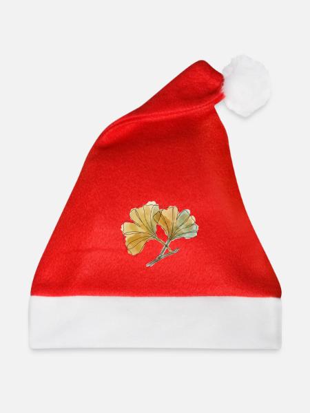 Ginkgo Wasserfarben Blätter Duo - Weihnachtsmütze - Rot - Vorne
