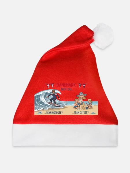 Dänemark: Nordsee oder Ostsee - Weihnachtsmütze - Rot