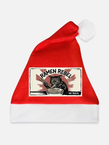 Ramen-Rebellenkatze - Weihnachtsmütze - Rot - Vorne