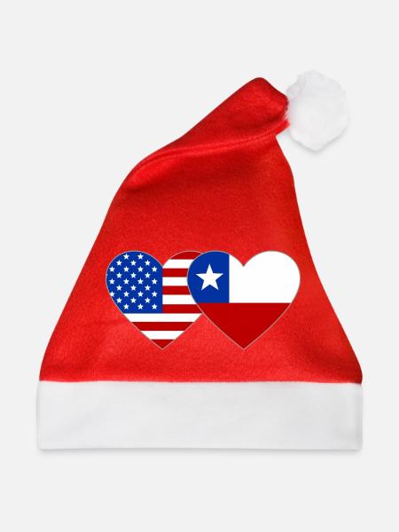 USA Chile Flagge Herz - Weihnachtsmütze - Rot
