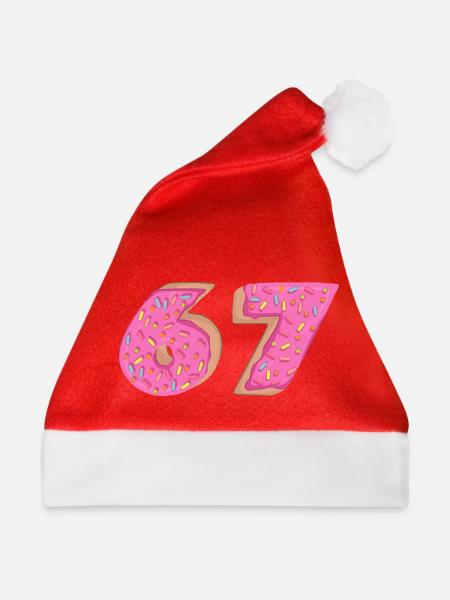 67 - Sixty Seven Number 67 Donut I-ce Cream Meme - Weihnachtsmütze - Rot