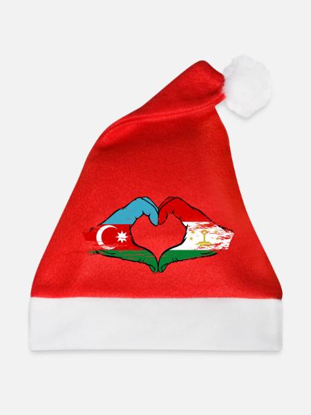 Aserbaidschan Tadschikistan Flaggenherz - Weihnachtsmütze - Rot