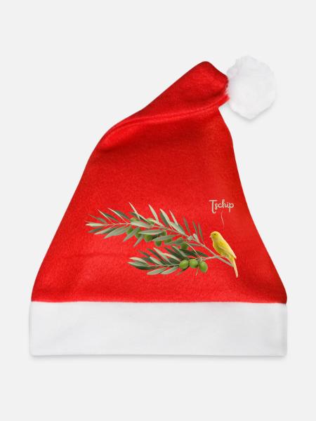 Vogel im Olivenzweig - Weihnachtsmütze - Rot
